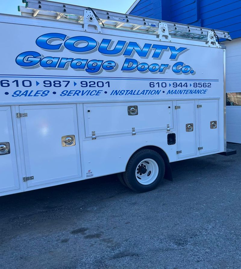 county garage doors co work truck at a client's location